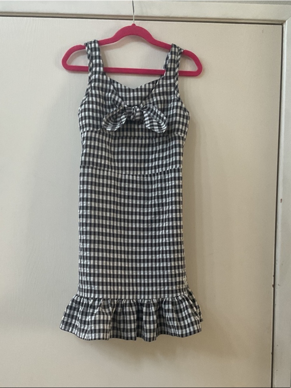 Guess Black and White Gingham Bow Sundress - Picture 1 of 4